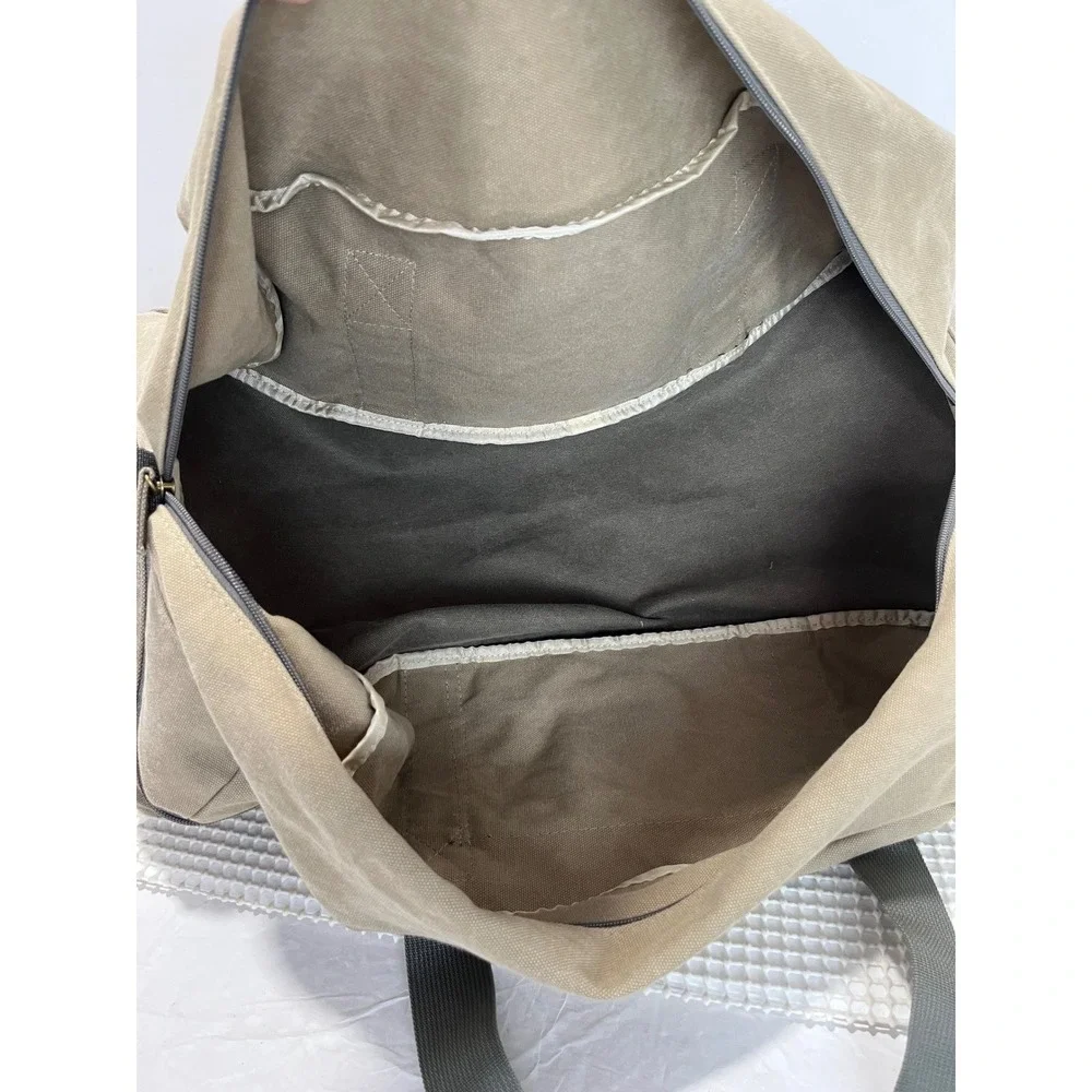 Ducks Unlimited Canvas Duffel Bag Two Tier Travel Weekender Olive Tan